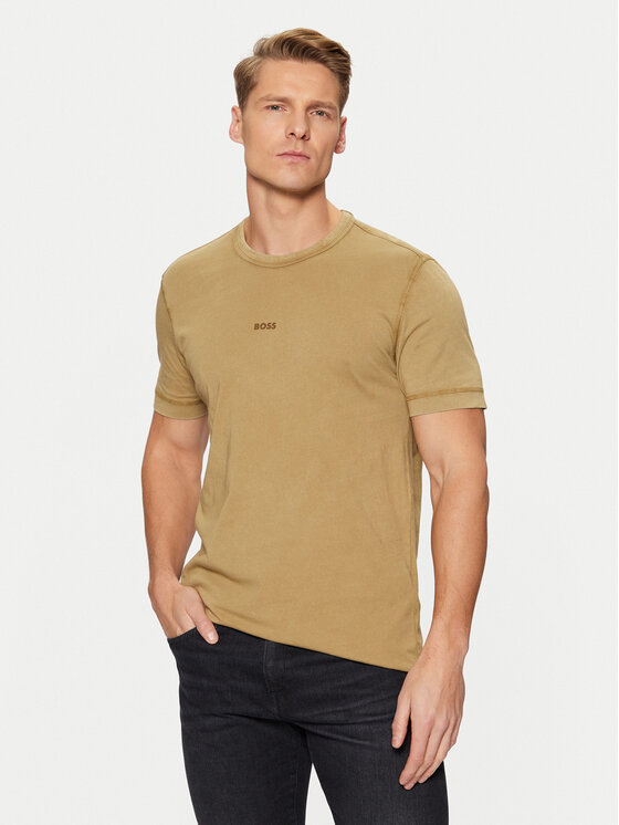 BOSS Męski T-Shirt, rozmiar M, Beżowy, Tokks 50502173