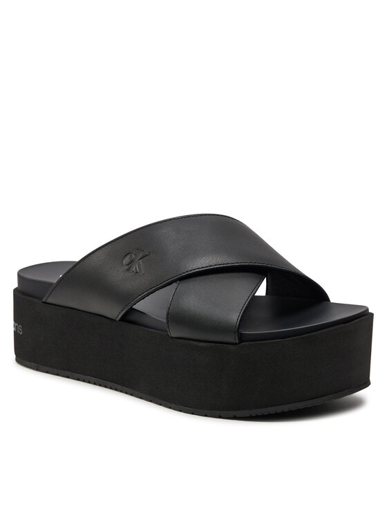 Calvin Klein Jeans Calvin Klein Jeans Nazouváky Flatform Cross Mg Uc YW0YW01349 Černá