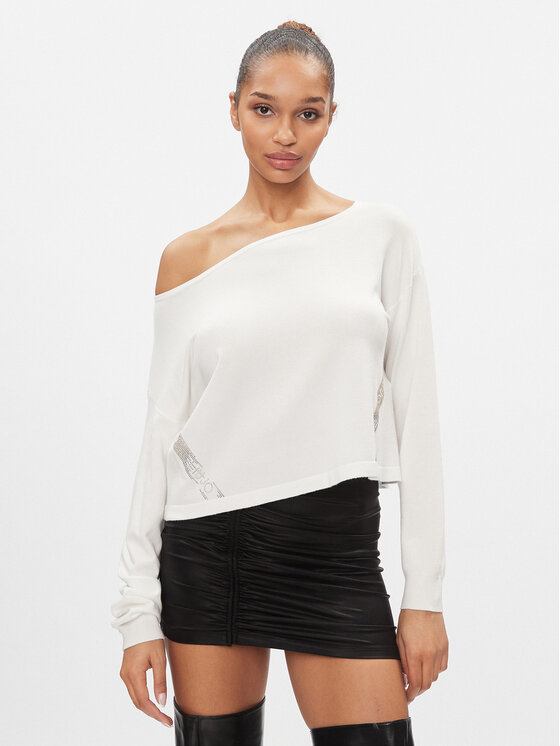 Liu Jo Sport Maglione TA4159 MS49I Écru Cropped Fit, taglia : M