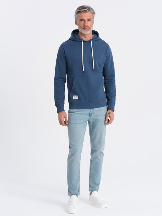 Ombre Ombre Mikina OM-SSBN-0177 Tmavomodrá Classic Fit