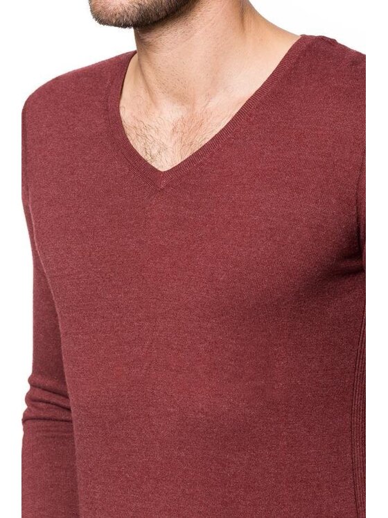 Tom Tailor Tom Tailor Maglione TOM TAILOR V-NECK Rosso Slim Fit