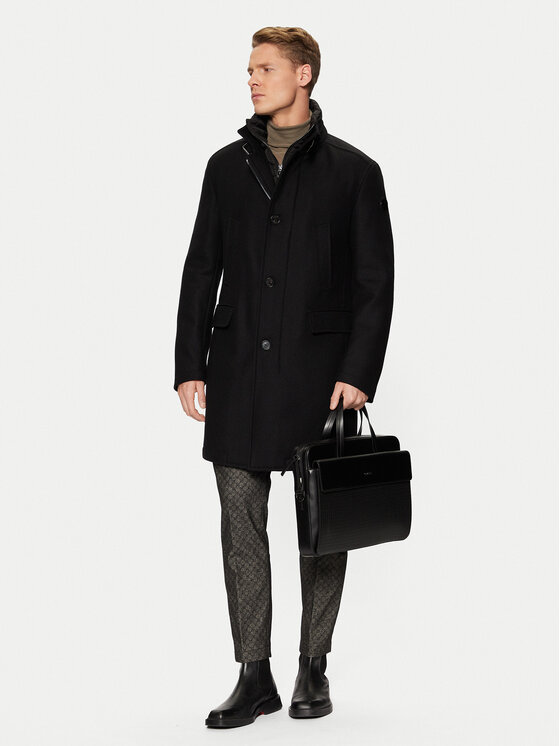 JOOP! JOOP! Vilnonis paltas 17 JC-251Makse 30043638 Juoda Regular Fit