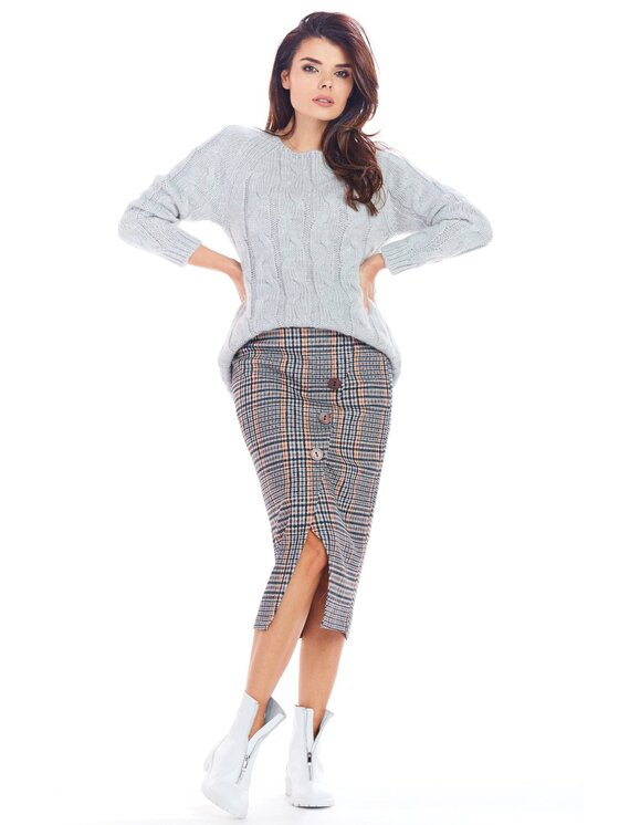 Awama Awama Spódnica A363 Granatowy Basic Fit