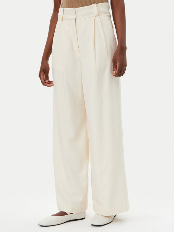 IVY OAK IVY OAK Kalhoty z materiálu Prescilla Ann IO115176 Écru Wide Leg