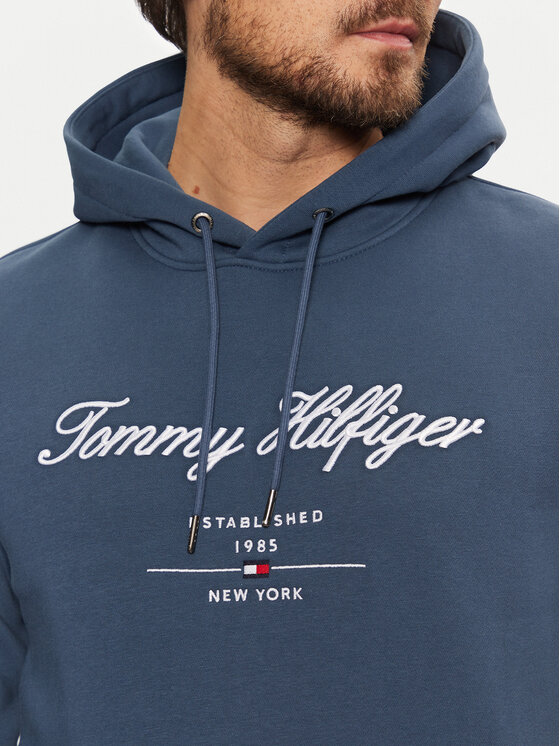 Tommy Hilfiger Tommy Hilfiger Bluza Script Logo MW0MW33631 Niebieski Regular Fit