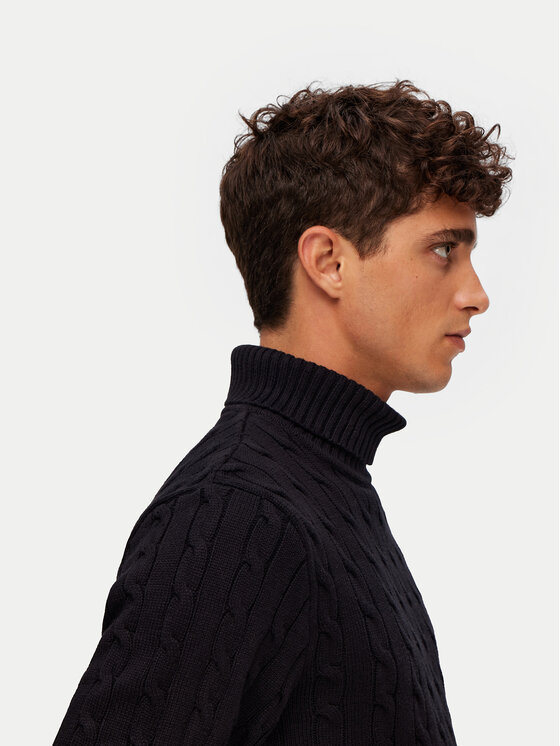 Selected Homme Selected Homme Bluză cu gât Ryan 16077218 Negru Regular Fit