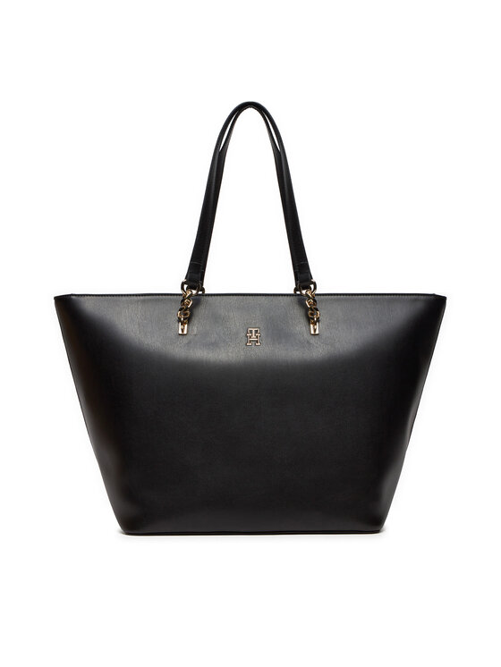 Geantă Tommy Hilfiger Th Refined Tote AW0AW16112 Negru