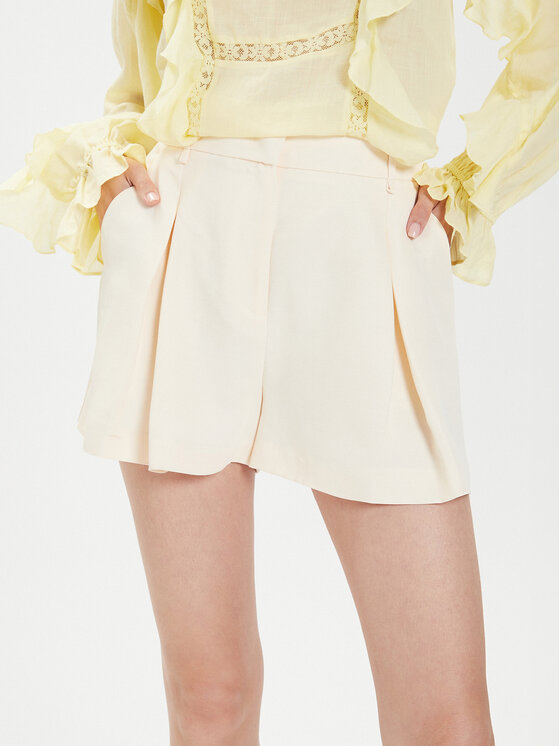 TWINSET Bavlnené šortky 241TT2103 Béžová Loose Fit