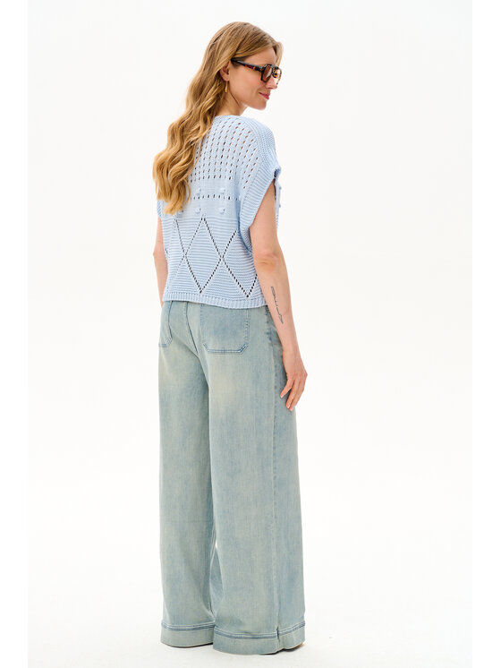 blue shadow blue shadow Bluzka Haks Niebieski Regular Fit