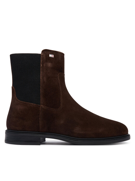 Tommy Hilfiger Tommy Hilfiger Μποτάκια με λάστιχο Enamel Flag Suede Ankle Chelsea FW0FW09575 Καφέ