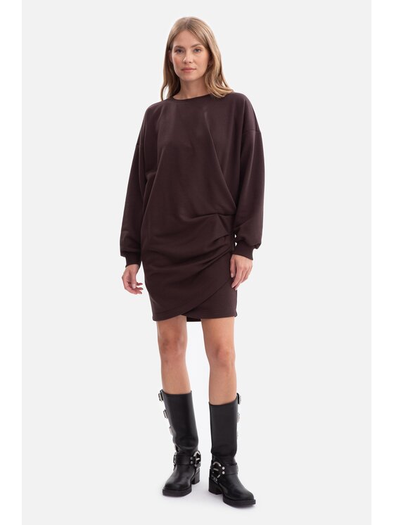 BeWear BeWear Sukienka dzianinowa b298 Brązowy Baggy Fit