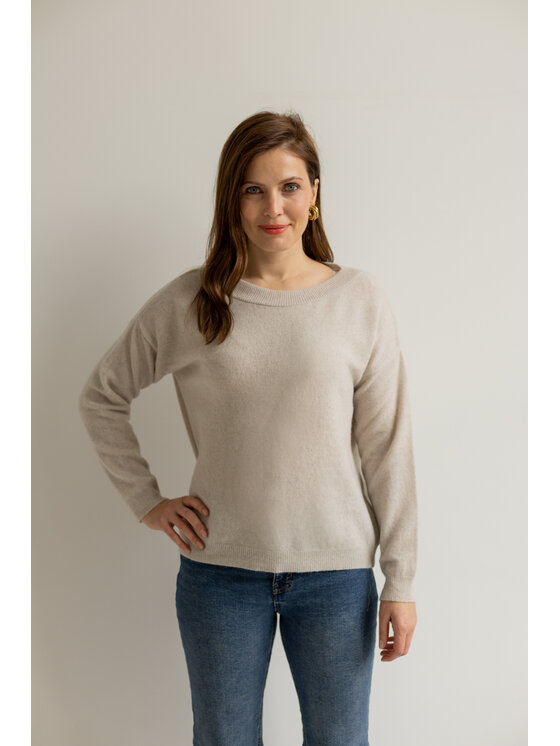 Entelier Entelier Sweter dekolt łódka Szary Relaxed Fit
