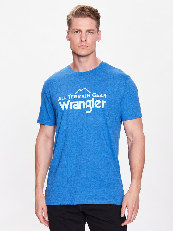 Wrangler Majica Logo Tee WC5FGE47G 112335672 Modra Regular Fit