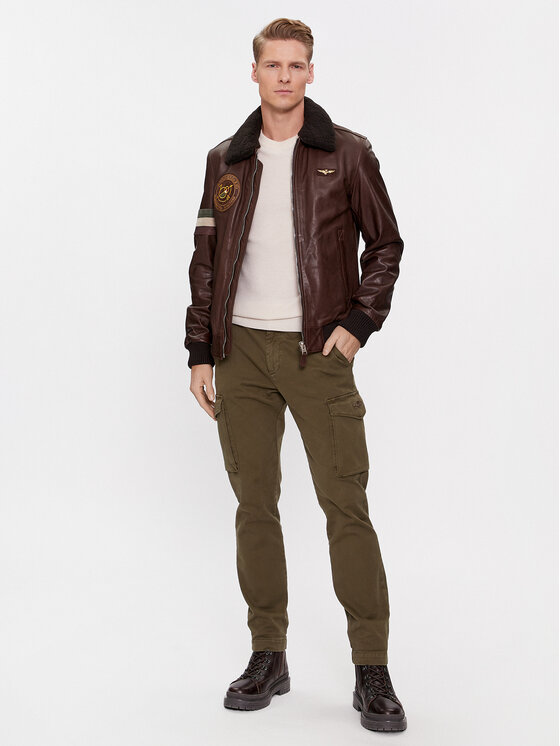 Aeronautica Militare Aeronautica Militare Nahkjope 232PN933PL147 Pruun Regular Fit