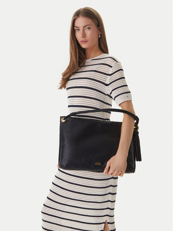 Tommy Hilfiger Geantă Th Statement Leather Bag AW0AW18621 Negru