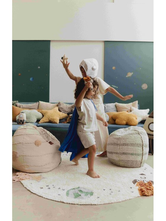 Lorena Canals Lorena Canals Dywan dziecięcy Dywan bawełniany Interstellar Journey do prania w pralce, "Mom, I want to be an astronaut" Beżowy