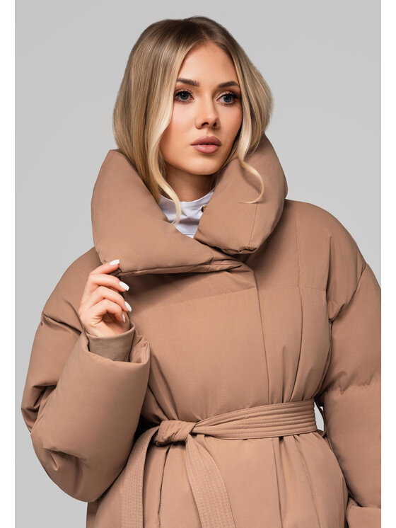 Ombre Ombre Kurtka damska OW-JAHP-0106 Brązowy Regular Fit