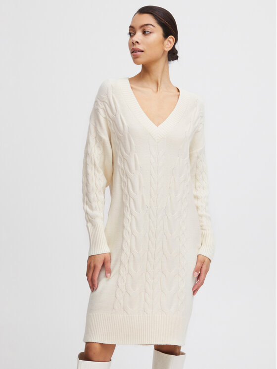 b.young Rochie tricotată 20813524 Bej Relaxed Fit