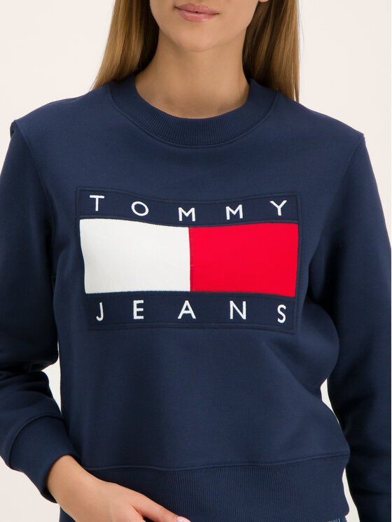Tommy Jeans Tommy Jeans Džemperis Flag DW0DW07414 Tamsiai mėlyna Regular Fit