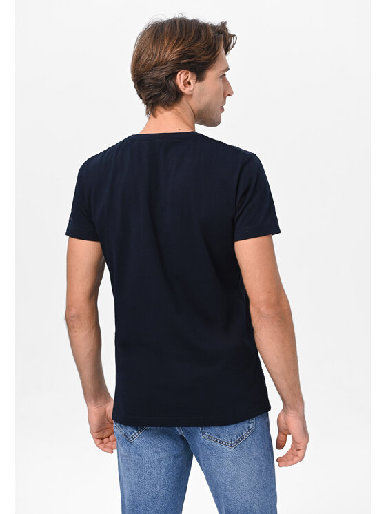 Volcano Volcano T-Shirt TM-DARK Granatowy Regular Fit