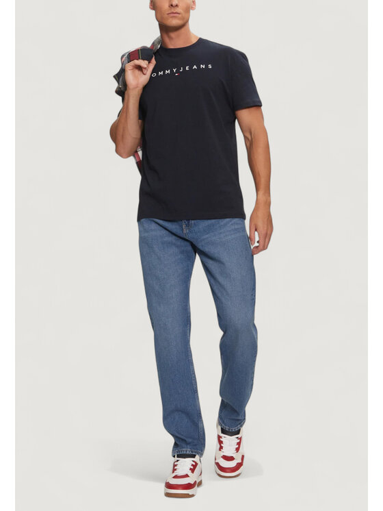 Tommy Jeans Tommy Jeans Marškinėliai Linear Logo DM0DM20744 Tamsiai mėlyna Regular Fit