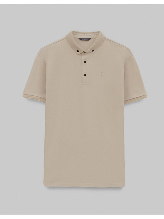 Borgio Borgio Polo matteo 01 Beżowy Classic Fit