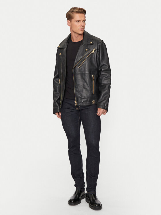 Versace Jeans Couture Versace Jeans Couture Кожено яке 77GAVP02 Черен Loose Fit