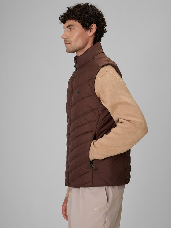 4F 4F Kamizelka BASIC+ Brązowy ciemny Regular Fit