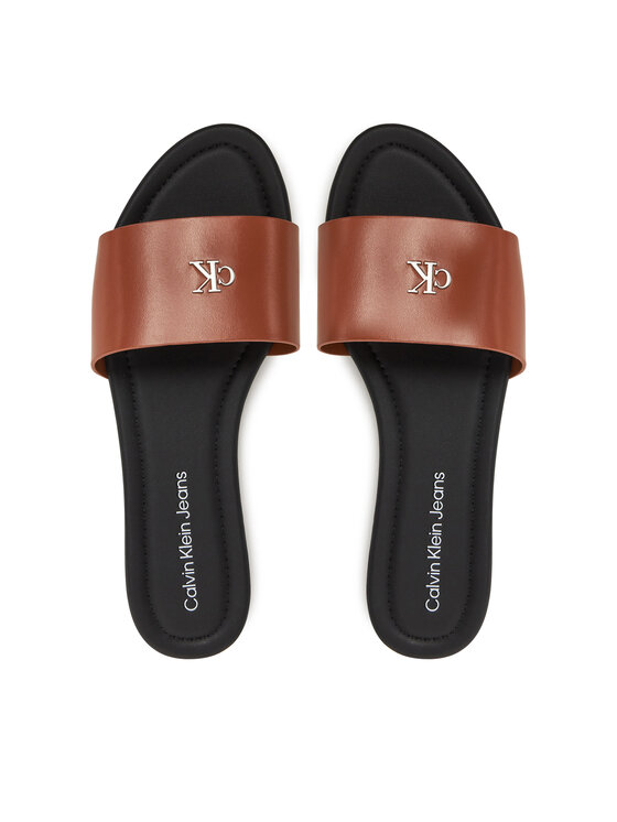 Calvin Klein Jeans Calvin Klein Jeans Natikači Flat Sandal Slide Mg YW0YW01697 Rjava