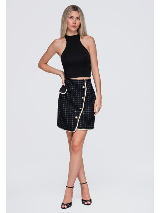 Ombre Ombre Spódnica mini OW-GL-E0022 Czarny Slim Fit
