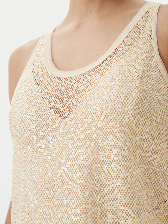 PINKO PINKO Top Waiting canottiera rete Beżowy Slim Fit