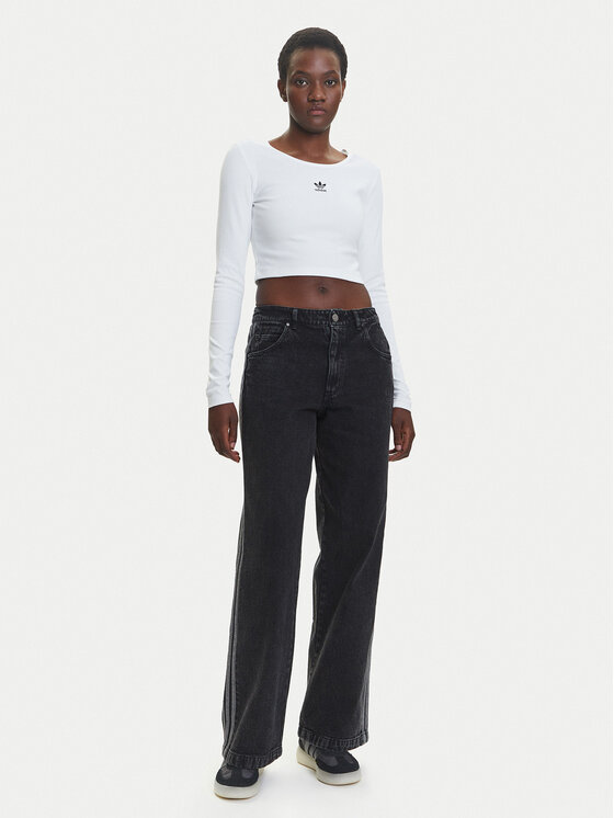 adidas adidas Blúzka Essentials Ribbed JC9011 Biela Slim Fit