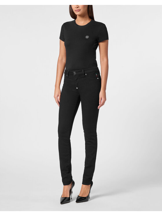 PHILIPP PLEIN PHILIPP PLEIN Jegginsy 15611 Czarny Jegging Fit