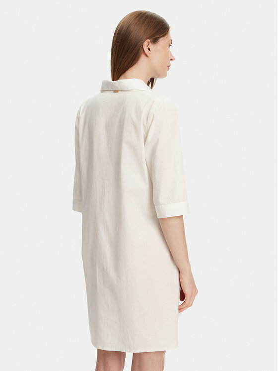 Selmark Selmark Košilové šaty BM033 Écru Relaxed Fit