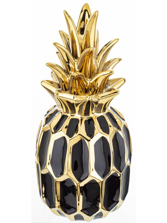 MIAhome MIAhome Figurka Ananas ceramiczny 31x14 cm PINE czarno-złoty Czarny