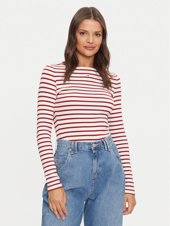 Tommy Jeans Chemisier Breton DW0DW19817 Rouge Slim Fit