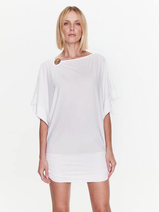 MICHAEL Michael Kors MICHAEL Michael Kors Pludmales kleita Iconic Solids Cover Up MM7M649 Balts Slim Fit