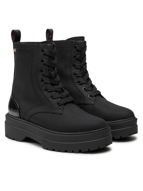 Tommy Hilfiger Tommy Hilfiger Schnürstiefeletten Flag Ventile Lace Up Boot FW0FW08287 Schwarz