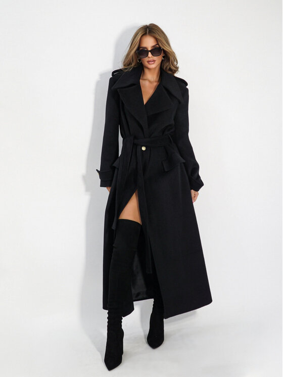 LilaLou LilaLou Płaszcz przejściowy LeLong Czarny Regular Fit