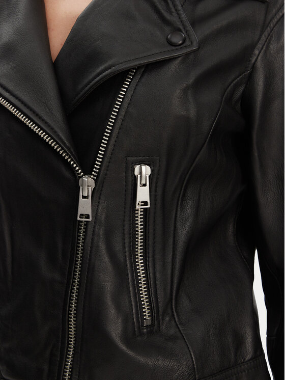 French Connection French Connection Lederjacke 7DZI5 Schwarz Regular Fit
