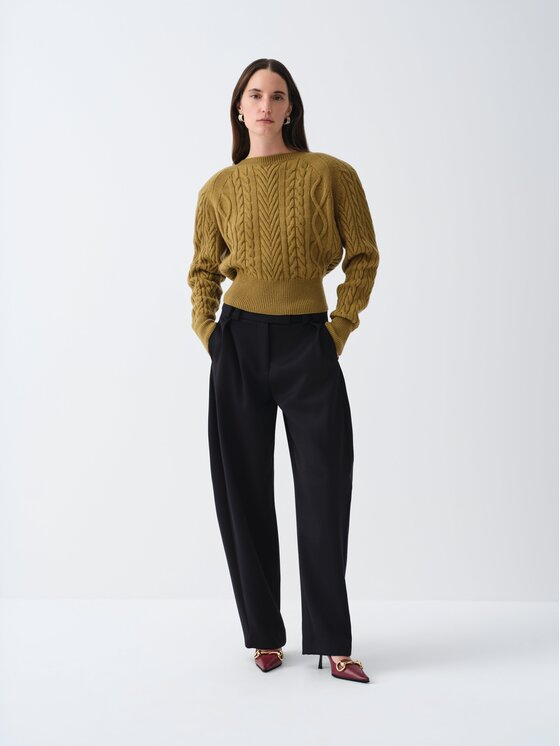 La Mania La Mania Sweter BOWIE Khaki Basic Fit