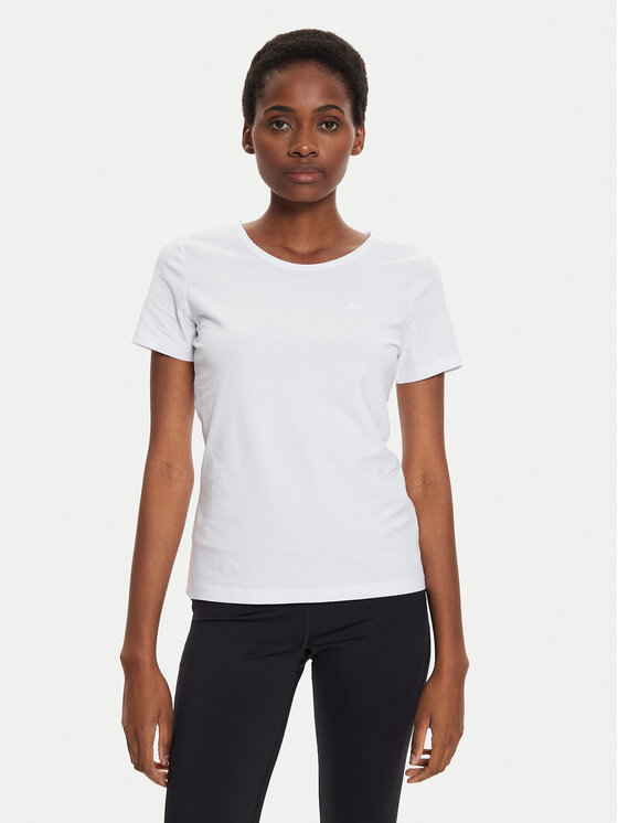 4F 4F Tričko 4FWMM00TTSHF1845 Biela Slim Fit