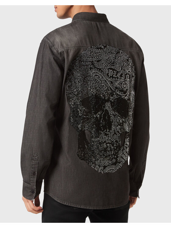 PHILIPP PLEIN PHILIPP PLEIN džínsová košeľa 2571 Sivá Regular Fit