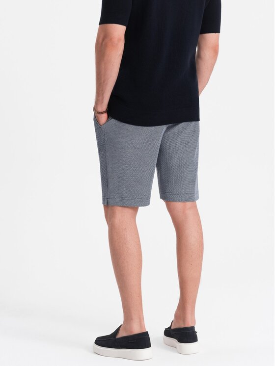 Ombre Ombre Šortky z materiálu OM-SRCS-0127 Tmavomodrá Slim Fit