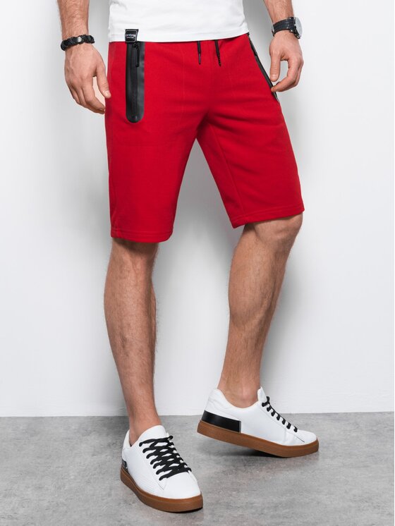 Ombre Ombre Szorty sportowe W239 Czerwony Regular Fit