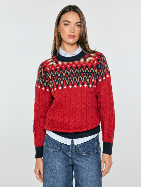 BIG STAR BIG STAR Sweter ROHIA Czerwony Comfort Fit