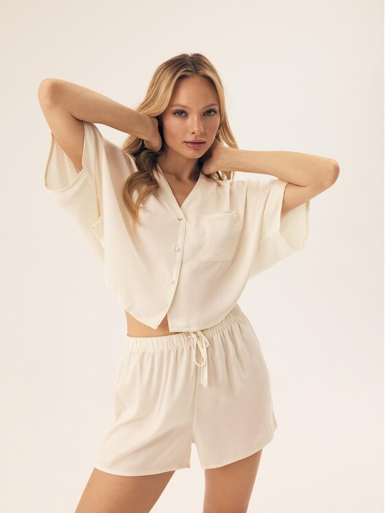 Esotiq Esotiq Piżama 42653 Biały Regular Fit