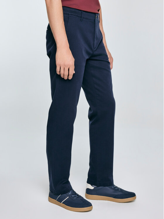 BIG STAR BIG STAR Chinosy TREVOR Granatowy Slim Fit