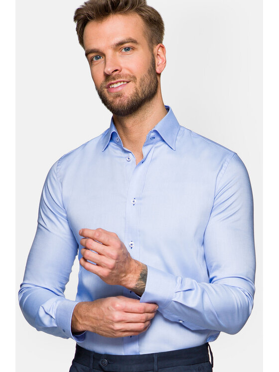 Lancerto Lancerto Koszula Maia 8 Błękitny Regular Fit