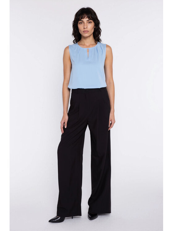 NIFE NIFE Kalhoty z materiálu SD138 Černá Modern Relaxed Fit
